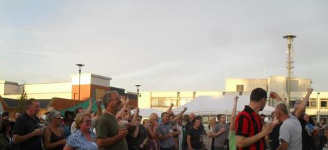 Wigan Diggers cheer on Attila The Stockbroker