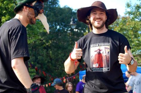 Thumbs Up from Wigan Diggers on Stilts